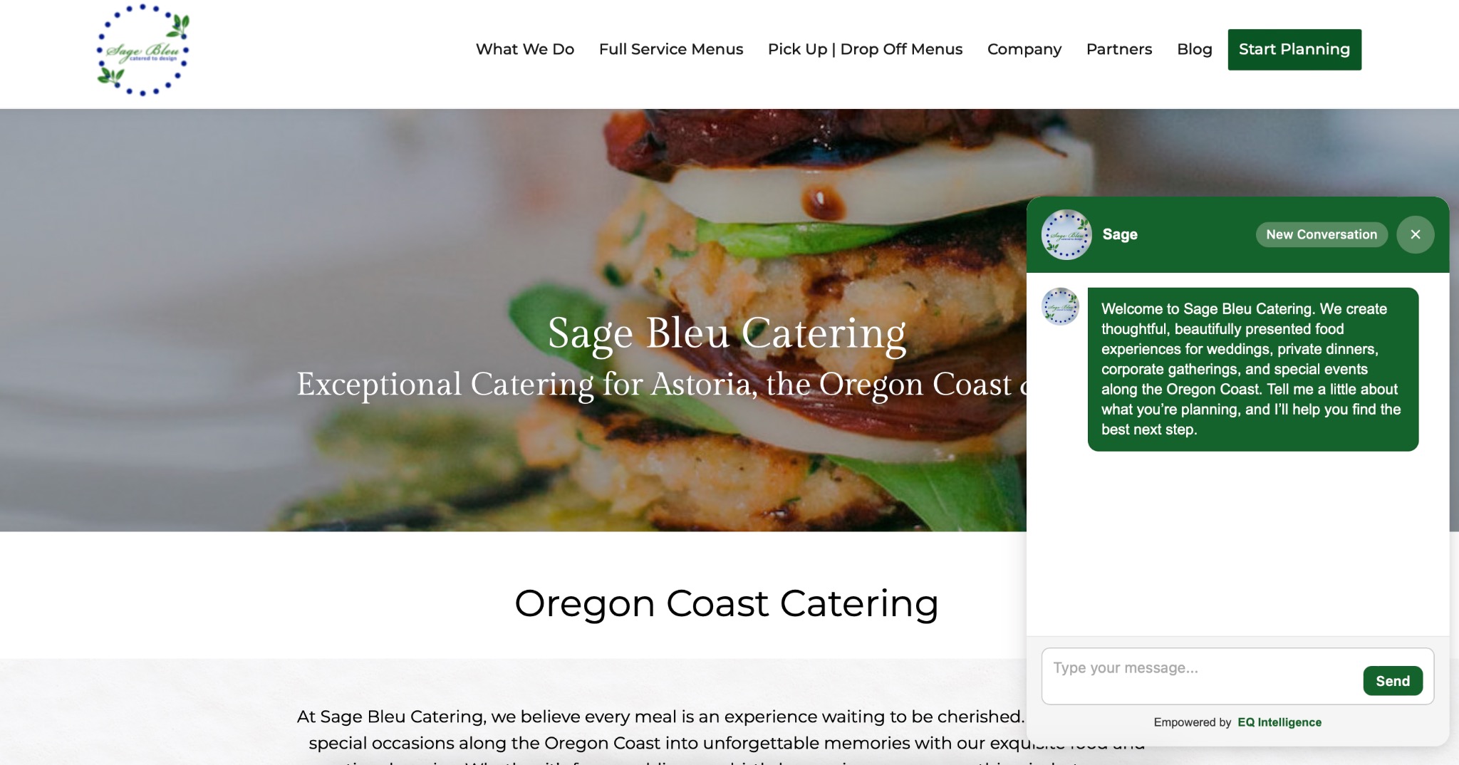 Sage Bleu Catering with EQAI AI Partner